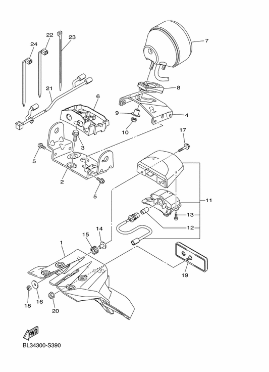 Yamaha 90179-06054 Nut — shown on the Taillight parts diagram