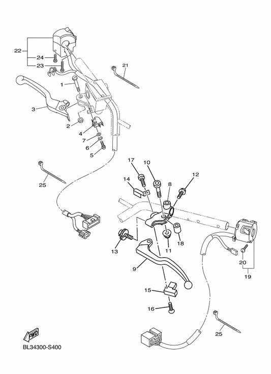 Yamaha 5EB-83912-03 . Lever 1 — shown on the Handle Switch & Lever parts diagram