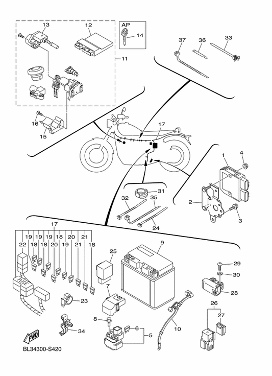 Yamaha 1XC-82568-00 Cover, Main Switch — shown on the Electrical 2 parts diagram