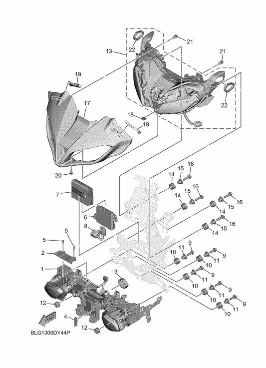 Yamaha 2PP-85490-00 . Light Control Unit — shown on the Headlight parts diagram