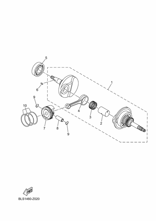 Yamaha BLS-E1603-00 Piston Ring Set (Std) — shown on the Crankshaft & Piston parts diagram