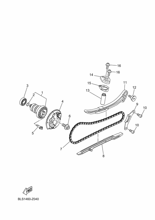 Yamaha B6H-E2231-00 Guide, Stopper 1 — shown on the Camshaft & Chain parts diagram