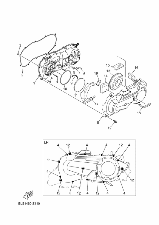 Yamaha 90520-50802 Damper, Plate — shown on the Crankcase Cover 1 parts diagram