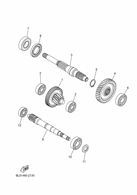 Yamaha BLS-E6111-00 Gear, Primary Drive — shown on the Transmission parts diagram