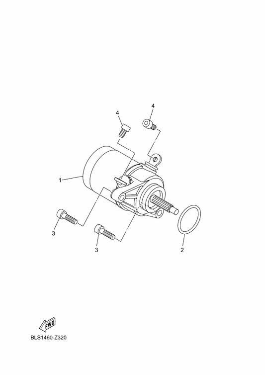 Yamaha 91332-05008 Bolt — shown on the Starting Motor parts diagram