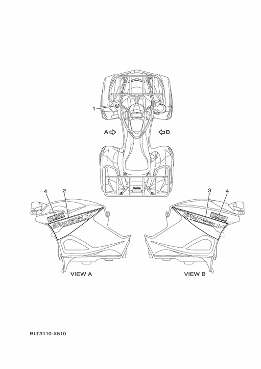 Yamaha BLT-F1782-00 Emblem 2 — shown on the Graphics parts diagram
