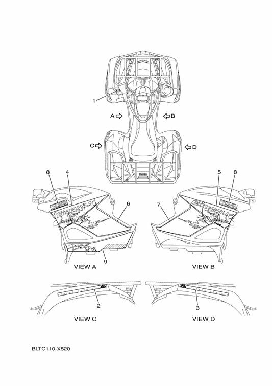 Yamaha BLT-F165C-10 Graphic, 1 — shown on the Graphics parts diagram