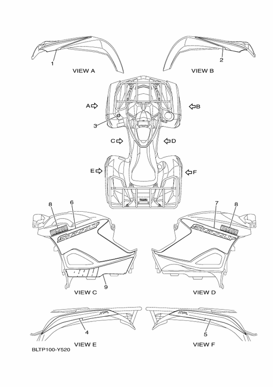 Yamaha BLT-F1781-60 Emblem 1 (Lh) — shown on the Graphics parts diagram