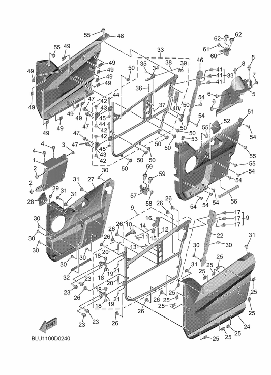 Yamaha B4J-F17F0-90 Side Cover Comp. 2 — shown on the Side Cover parts diagram