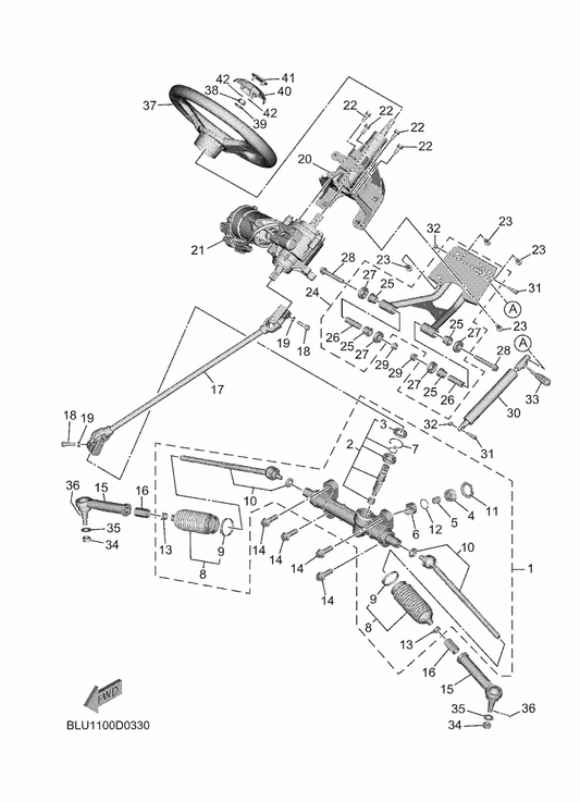 Yamaha BKP-F33B0-00 Top Mount Comp. — shown on the Steering parts diagram