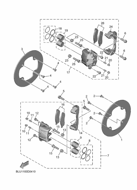 Yamaha BKP-F5802-00 . Piston Assy, Caliper — shown on the Front Brake Caliper parts diagram