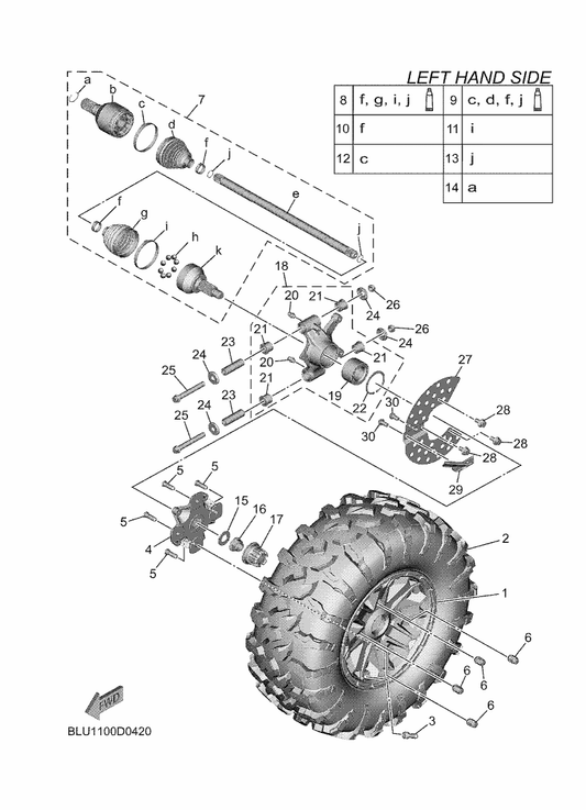 Yamaha B4J-F5307-20 Cast Wheel, Rear — shown on the Rear Wheel parts diagram