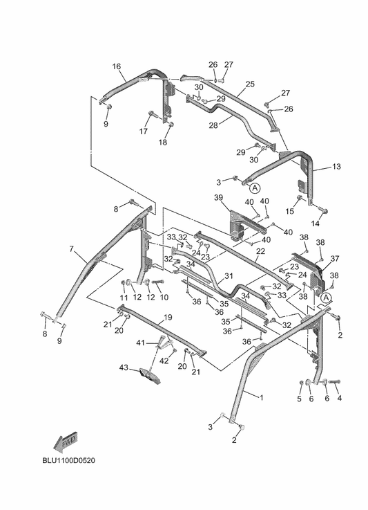 Yamaha BG4-K7575-01 Cover, Assist Grip — shown on the Guard 2 parts diagram
