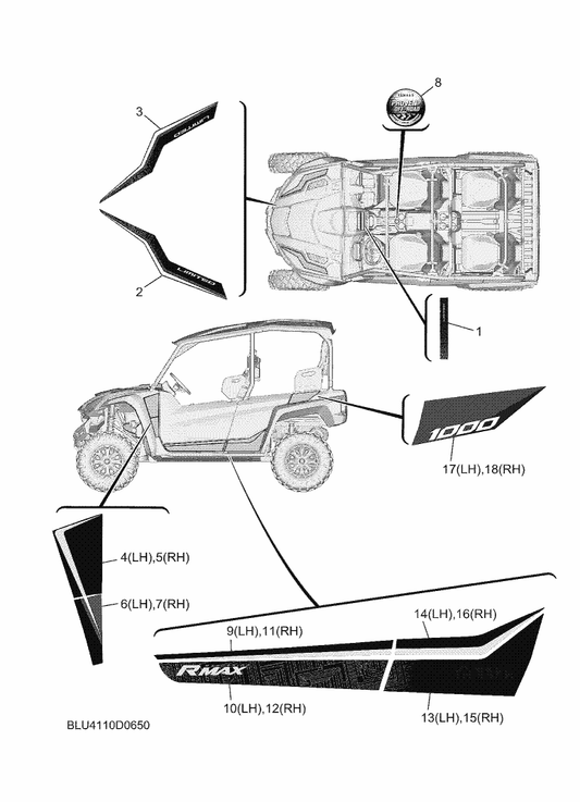 Yamaha BLU-F165C-00 Graphic 1 (Lh) — shown on the Graphics parts diagram