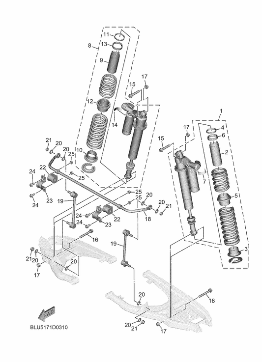 Yamaha 90105-10489 Bolt, Flange — shown on the Rear Suspension parts diagram