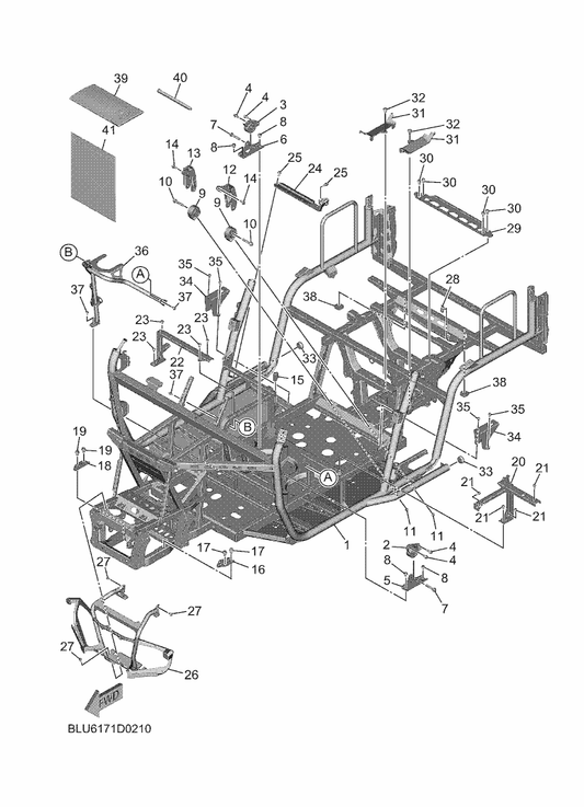 Yamaha BKP-21490-00 Bracket, Engine 1 — shown on the Frame parts diagram