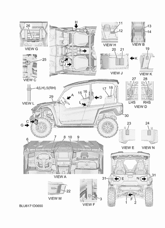 Yamaha BLU-F4897-10 Emblem — shown on the Emblem & Label 1 parts diagram