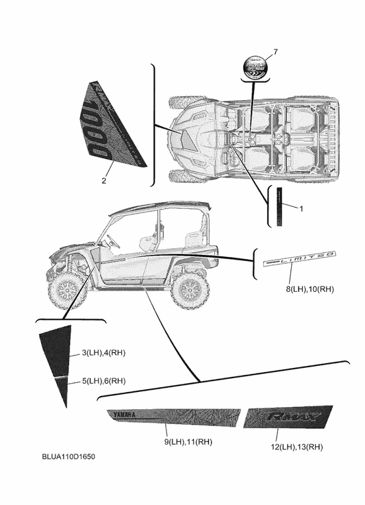 Yamaha BLU-F165D-20 Graphic 2 (Rh) — shown on the Graphics parts diagram