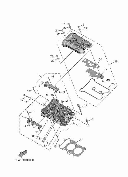 Yamaha BLW-11181-00 Gasket, Cylinder Head 1 — shown on the Cylinder Head parts diagram