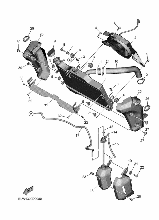 Yamaha BEB-12405-00 Blower Assy — shown on the Radiator & Hose parts diagram