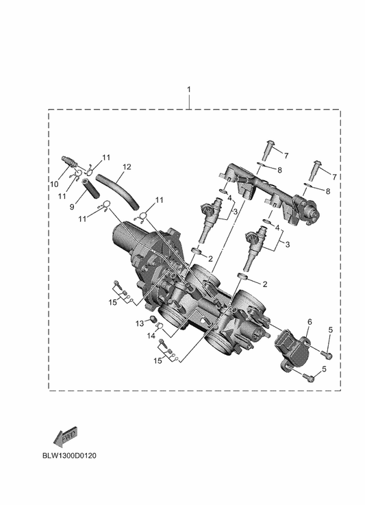 Yamaha BLW-13750-30 Throttle Body Assy — shown on the Intake 2 parts diagram