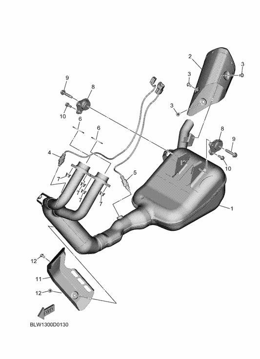 Yamaha BLW-14708-00 Protector Assy — shown on the Exhaust parts diagram