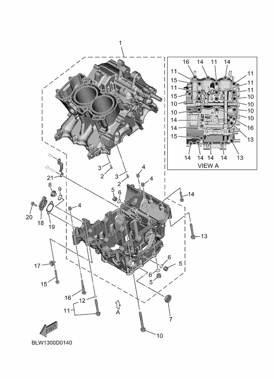 Yamaha BLW-15100-08 Crankcase Assy — shown on the Crankcase parts diagram