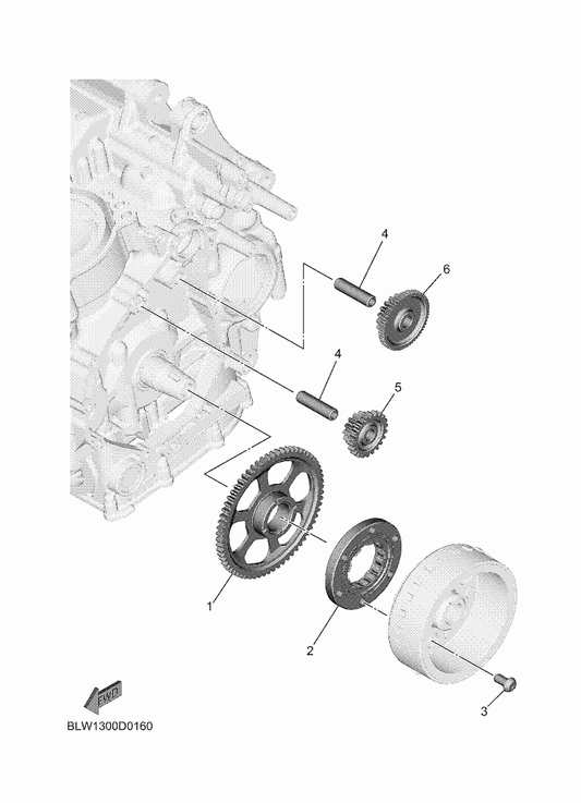 Yamaha BLW-15517-00 Gear, Idler 2 — shown on the Starter parts diagram
