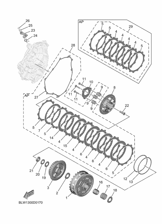 Yamaha BU3-E6340-00 Push Lever Assy — shown on the Clutch parts diagram