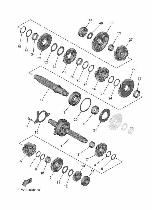 Yamaha BLW-17251-00 Gear, 5Th Wheel (24T) — shown on the Transmission parts diagram