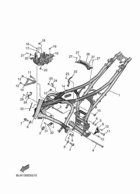 Yamaha BLW-2175U-00 Bracket 2 — shown on the Frame parts diagram