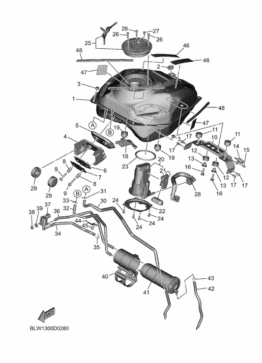 Yamaha 2RP-21719-00 Grommet — shown on the Fuel Tank parts diagram