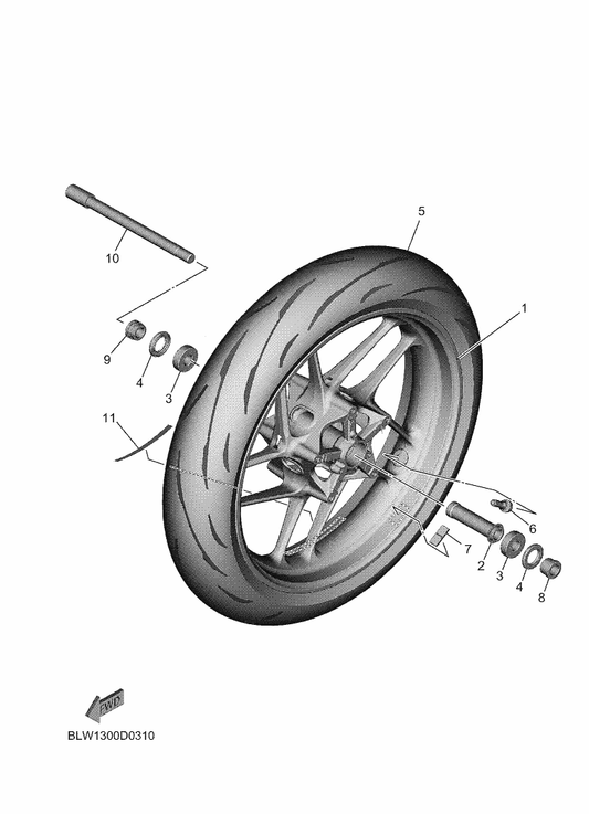 Yamaha 93306-20357 Bearing — shown on the Front Wheel parts diagram