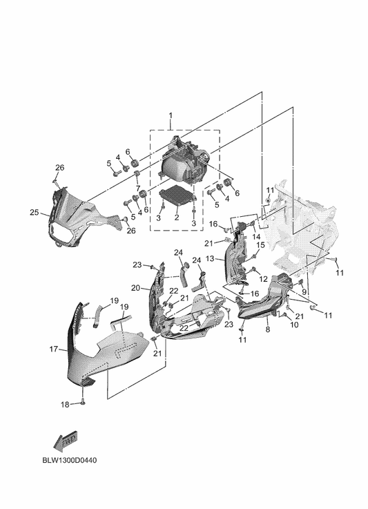 Yamaha 2PW-84192-00 . Screw, Special — shown on the Headlight parts diagram