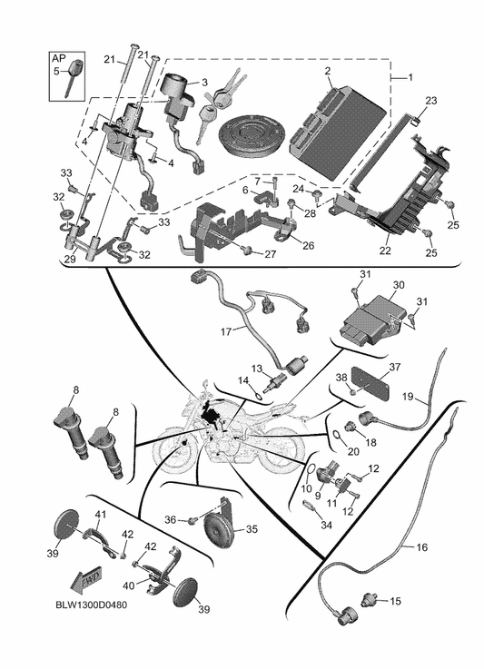 Yamaha 3C1-H5130-00 Rear Reflector Assy — shown on the Electrical 2 parts diagram