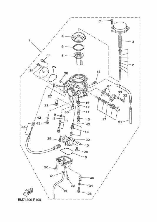 Yamaha 5GH-14105-10 . Pilot Screw Set — shown on the Carburetor parts diagram