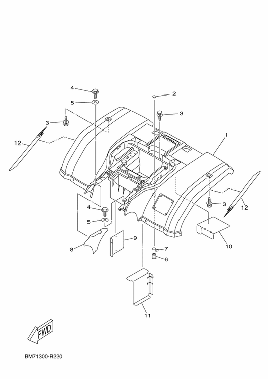 Yamaha BM7-F2869-30 Mole — shown on the Rear Fender parts diagram