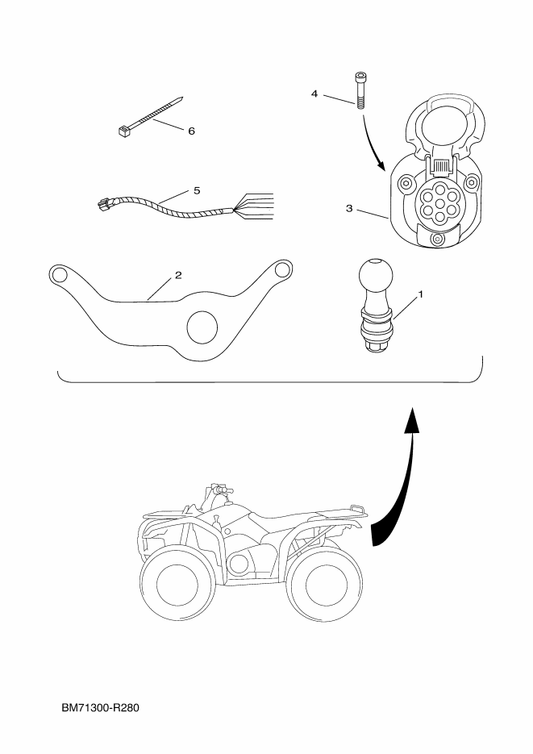 Yamaha BM7-H5773-00 Rope Socket Complete — shown on the Frame 1 parts diagram