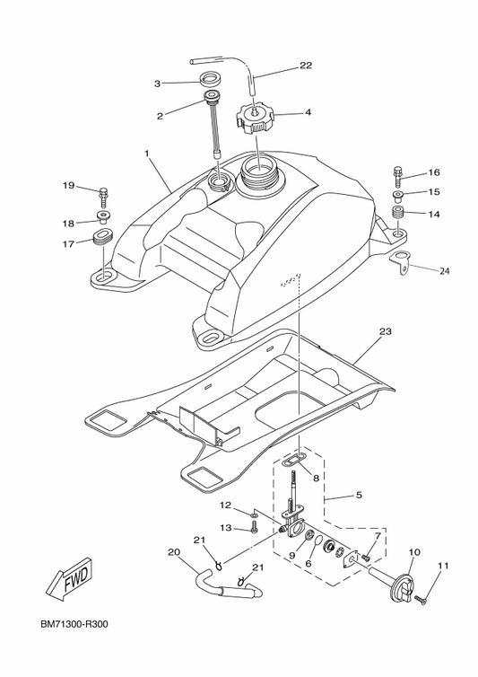 Yamaha BM7-F419F-00 Bracket, Canistor — shown on the Fuel Tank parts diagram