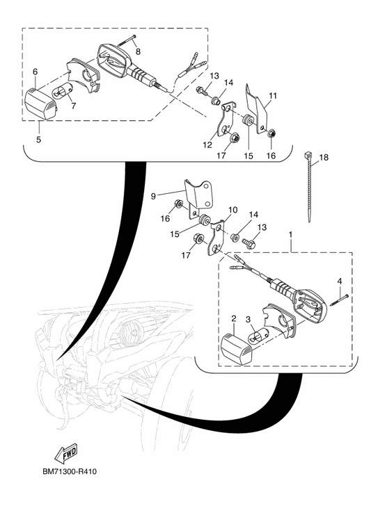 Yamaha BM7-H3312-00 . Lens, Flasher — shown on the Flasher Light parts diagram