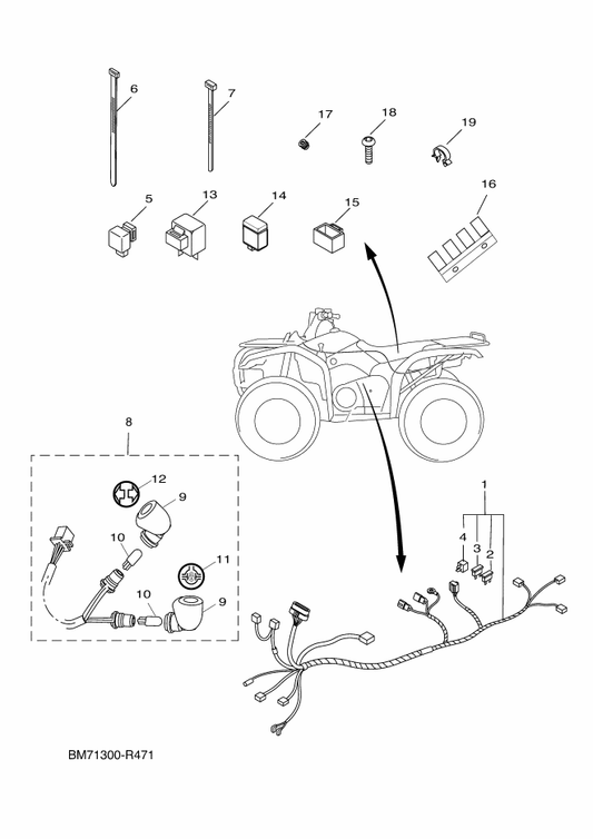 Yamaha BM7-H1952-00 Holder, Relay — shown on the Electrical 2 parts diagram