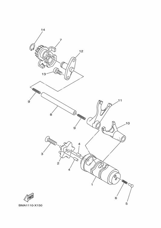 Yamaha 4BA-18542-00 Point, Neutral — shown on the Shift Cam & Fork parts diagram