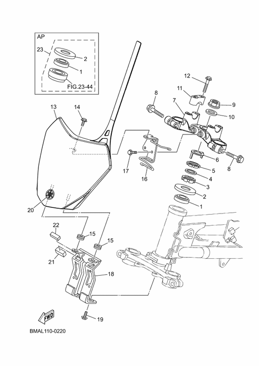 Yamaha 5FK-2175C-31 Tuning Fork Mark — shown on the Steering parts diagram
