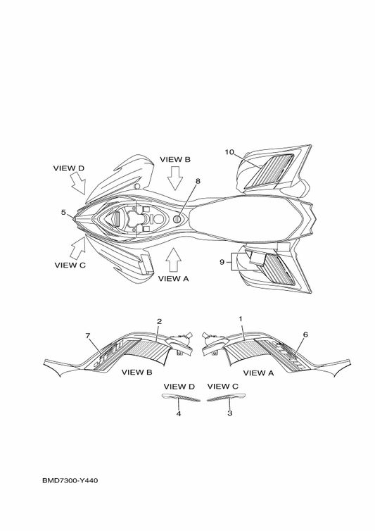 Yamaha BMD-F15E9-10 Graphic 2 (Rh) — shown on the Graphics parts diagram