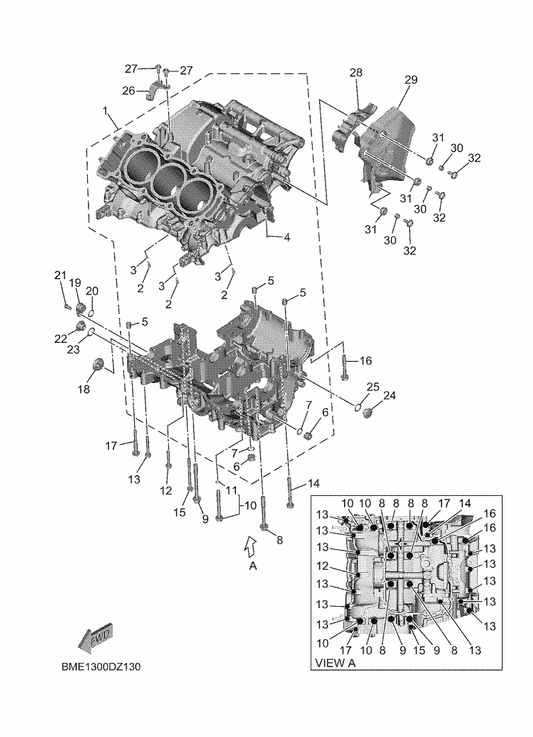 Yamaha B7N-15100-29 Crankcase Assy — shown on the Crankcase parts diagram