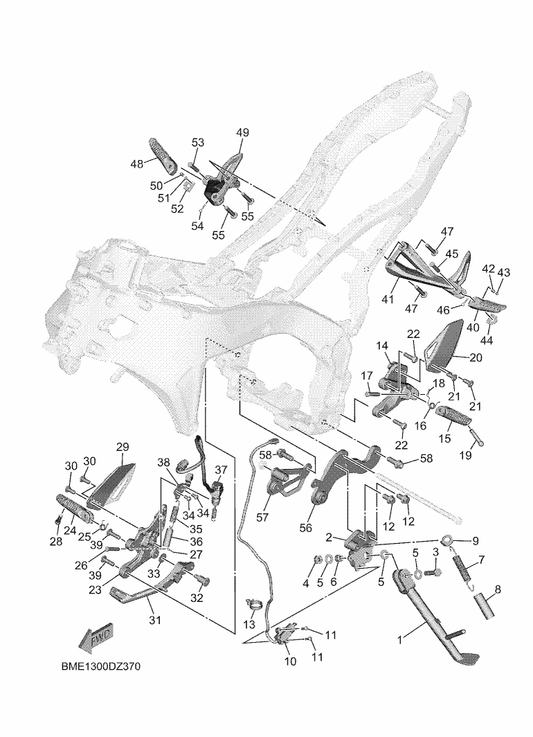 Yamaha B7N-27321-00 Bracket, Side Stand — shown on the Stand & Footrest parts diagram