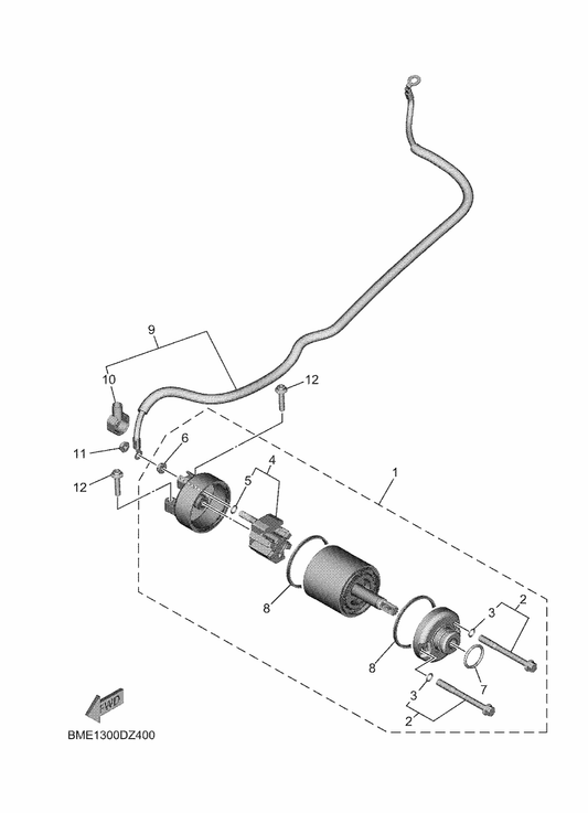 Yamaha BFD-81890-00 Motor Assy — shown on the Starting Motor parts diagram