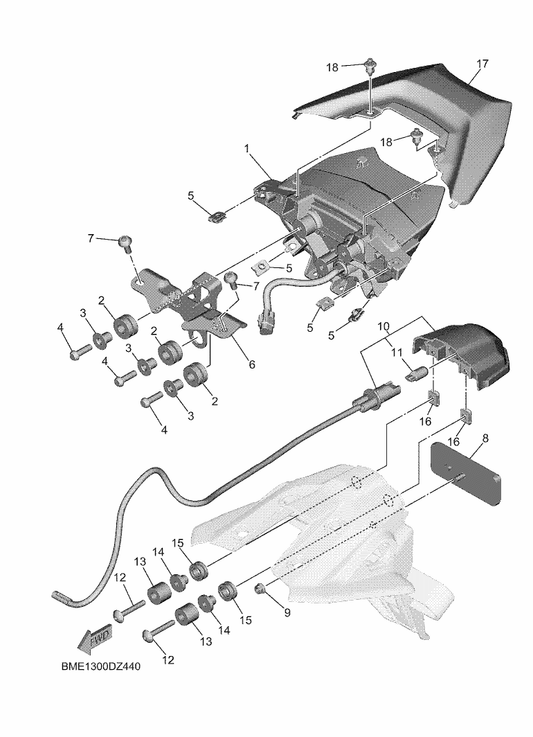 Yamaha 90387-05044 Collar — shown on the Taillight parts diagram