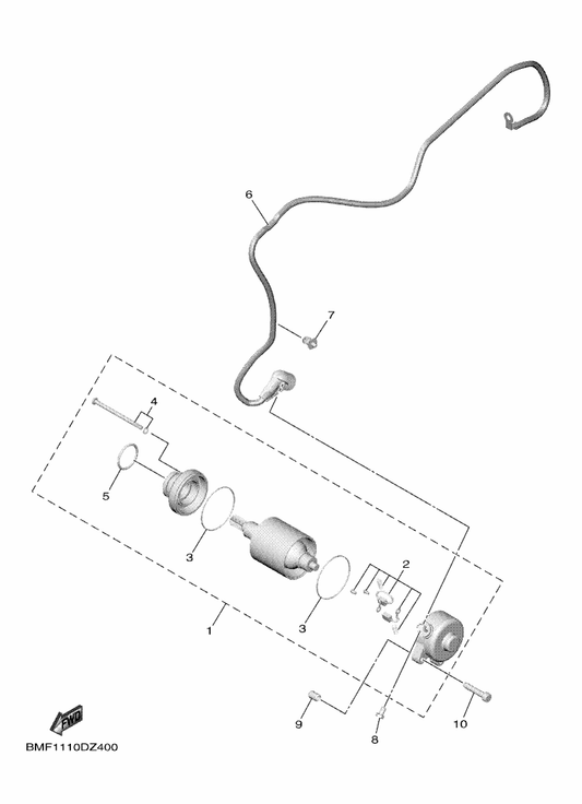 Yamaha 2GC-81801-00 . Brush Set — shown on the Starting Motor parts diagram