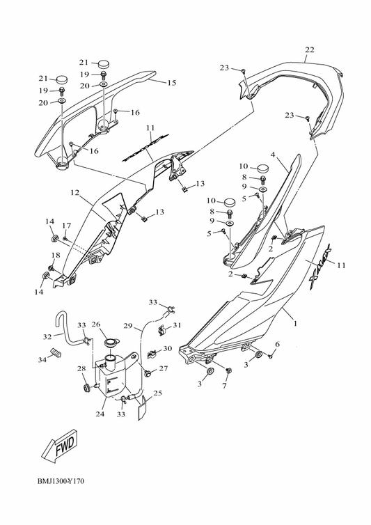 Yamaha BL1-F474A-10-PD Assist, Grip — shown on the Side Cover parts diagram